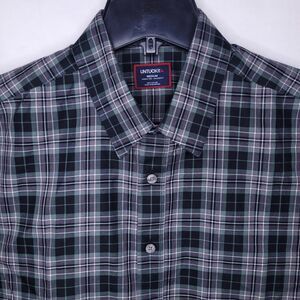Untuckit Shirt Mens Medium Tartan Plaid Green, Black Devitt Relaxed Fit